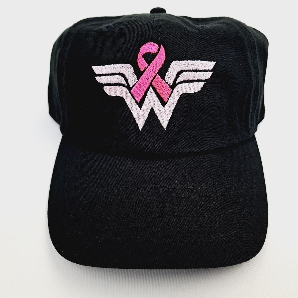 Breast Cancer Awareness Embroidered Hat Cap Relaxed Cotton Black